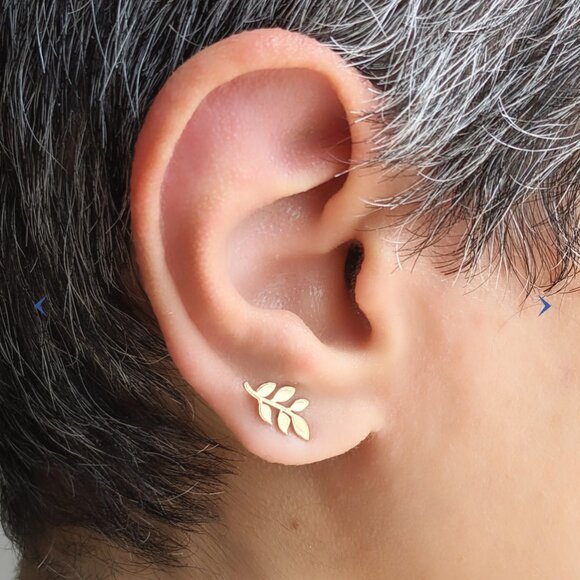 18k Yellow Gold Leaf Earrings - Picture 1 of 3